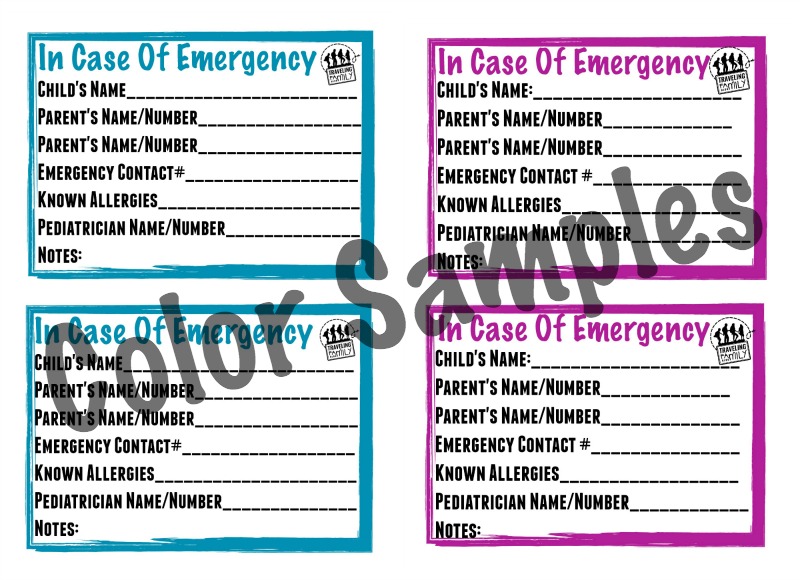 in case of emergency printables for road trips